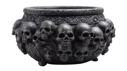 Skull-covered incense burner isolated on transparent background