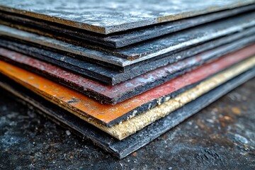Stack of various colored construction panels