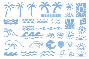 coastal doodle set for poster, tshirt, or other uses