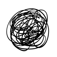 Chaotic Scribble Abstract tangled lines in a circular shape