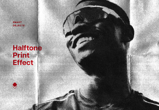 Halftone Risoprint Photo Effect Mockup
