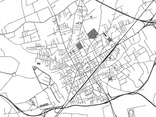 City map illustration of Acerra, Italy, rendered in black and white sketch style.
