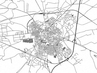 Detailed black and white map of Altamura, Italy, in artistic sketch style.