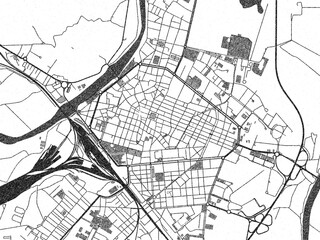 Obraz premium Black and white map poster of Alessandria, Italy, illustrated in hand-drawn style.
