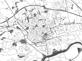 Minimalist monochrome city map of Asti, Italy, illustrated with urban detail.