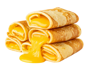 Stack of Mini Cheese Crepes, Angled Perspective, isolated