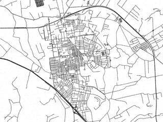 Minimalist monochrome city map of Bagheria, Italy, illustrated with urban detail.