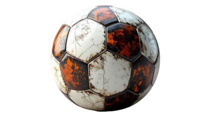 Worn soccer ball, aged appearance