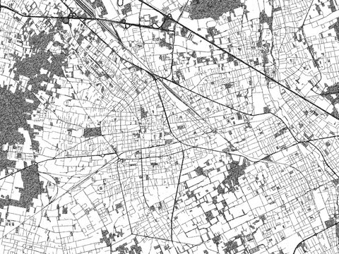 Artistic monochrome city map of Busto Arsizio, Italy, created in a hand-drawn style.