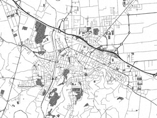 Stylized black and white urban map of Cesena, Italy, hand-drawn for decor and creative use.