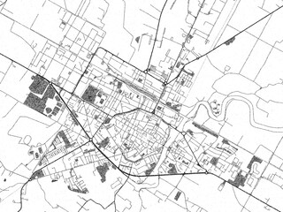 Decorative monochrome illustration of Faenza, Italy, showing its detailed grid.