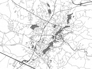 Black and white map poster of Frosinone, Italy, illustrated in hand-drawn style.