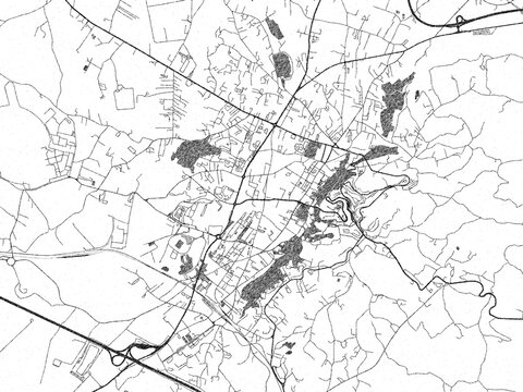 Black and white map poster of Frosinone, Italy, illustrated in hand-drawn style.
