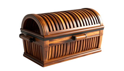 Wooden chest, arched top, detailed design