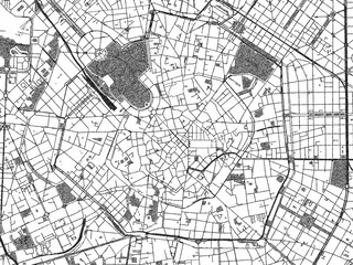 Naklejka premium Detailed artistic sketch map of Milan Cetro, Italy, in monochrome black and white.