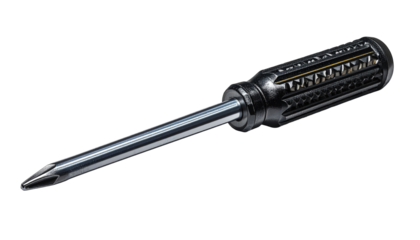 Close-up of a dark-colored screwdriver