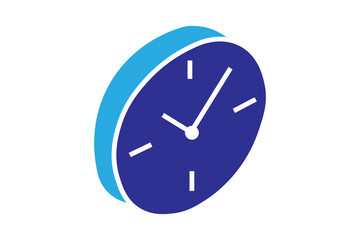 This is a minimalist, vector-style illustration of a clock. The design is simple and clean, showing a round clock face with hour and minute hands and four dash-like markers for the quarter hours