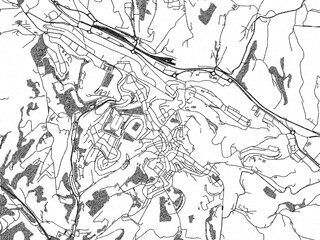 Fototapeta premium Detailed black and white map of Siena, Italy, in artistic sketch style.