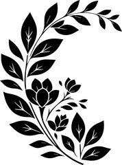 black and white floral ornament