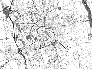 Obraz premium Poster-ready monochrome city map of Udine, Italy, with detailed streets and rivers.