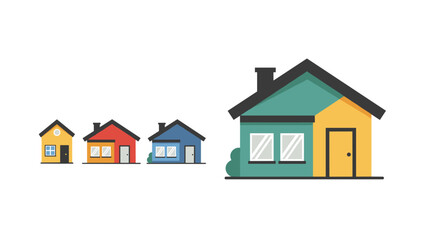 Colorful flat style houses: minimalist home design collection