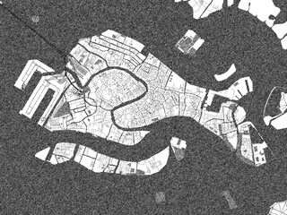 Obraz premium Stylized black and white urban map of Venice Centro, Italy, hand-drawn for decor and creative use.