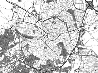 Black and white map poster of Amersfoort, Netherlands, illustrated in hand-drawn style.