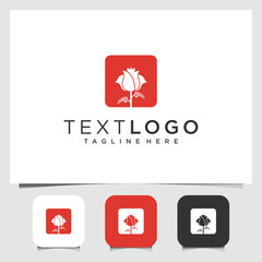 Elegant floral logo design template featuring a stylized rose emblem