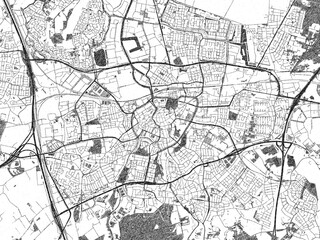 Hand-drawn black and white city map of Breda, Netherlands, ready for wall art or editorial projects.
