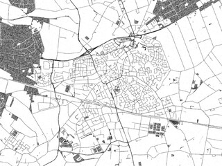 Artistic monochrome city map of Deurne, Netherlands, created in a hand-drawn style.