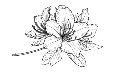 Detailed line drawing of a flower
