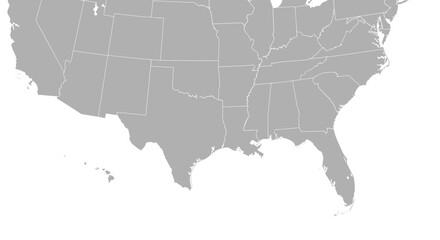 Obraz premium Gray outline map of usa highlighting state borders