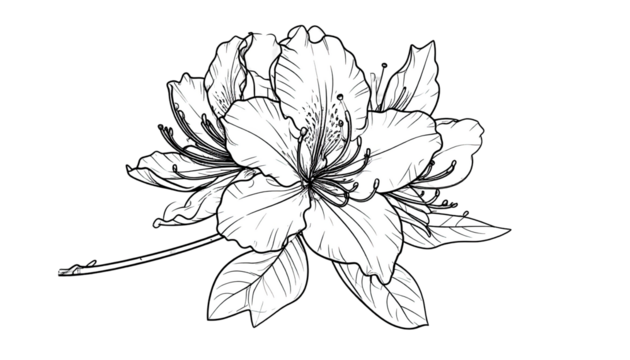 Detailed line drawing of a flower