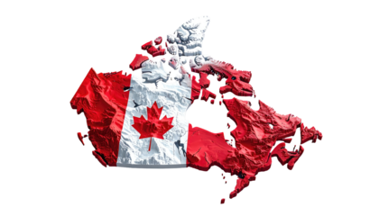 Canadian map with flag overlay