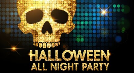 Golden Skull Halloween All Night Party Celebration