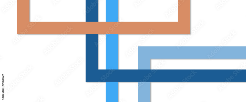 Aufkleber minimal geometric background. dynamic blue shapes composition with orange lines. abstract background