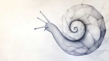 Abstract Snail Pixel Art Monochromatic Digital Illustration