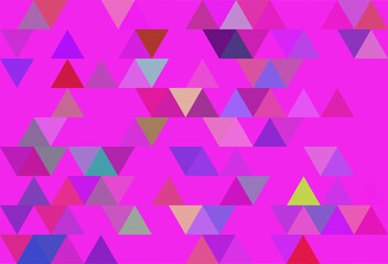 Abstract geometric pattern with colorful overlapping triangles in pink, purple, blue, and green shades - modern digital art background for design and creativity