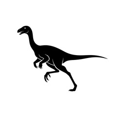 Obraz premium Silhouette of a theropod dinosaur in a running pose.