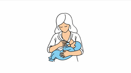 Minimalist line art vector illustration of a mother and child. Elegant, modern, and emotional design suitable for posters, wall art, logos, greeting cards, motherhood concepts, maternity themes