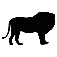 Very fierce and handsome black lion silhouette vector