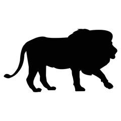 Very fierce and handsome black lion silhouette vector