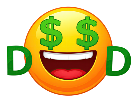 Smiling face with dollar signs for eyes - Powered by Adobe