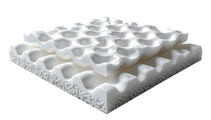 Close-up of layered white foam
