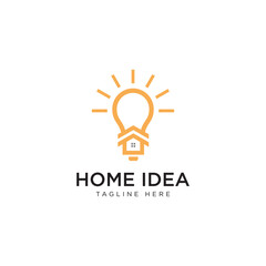 Lightbulb logo design with a house, representing home ideas and innovative solutions.