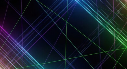 Abstract Futuristic Neon Light Lines Grid Technology Background