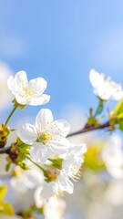 Fototapeta premium Blossoming spring flowers against a clear sky