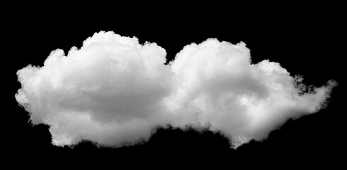 Large white clouds. Cloud isolated on black sky with fluffy white cloudscape texture. Black sky nature background, cloudy, white and black