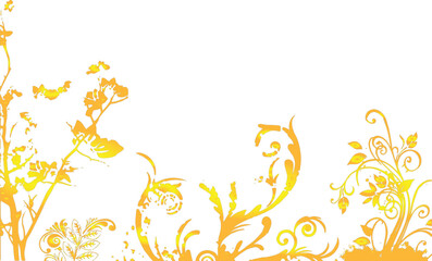 Golden Floral Border Corner Decorative Vector Background Design