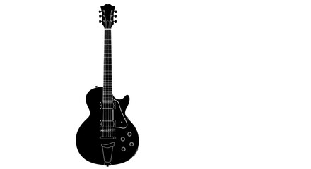 Fototapeta premium Silhouette electric guitar isolated on white background